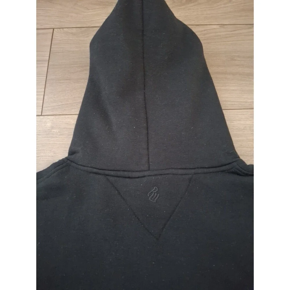 Vintage Y2K RocaWear Mens Hoodie Pullover Black Sweatshirt Large Fleece Warm - Picture 7 of 8